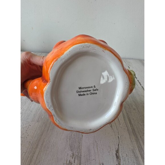 Anthromorphic pumpkin picture ceramic Halloween jack-o'-lantern unique fall deco - Picture 8 of 8